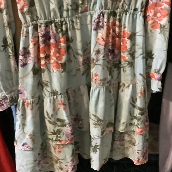 Nannette‎ Floral Midi Dress - Light Blue and Pink - Picture 4 of 10